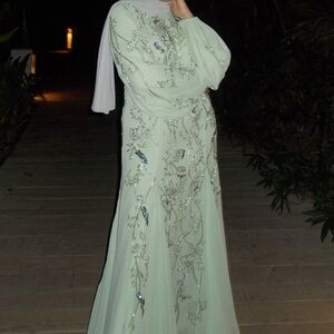 ASOS Light Green Embellished Long Sleeve Dress